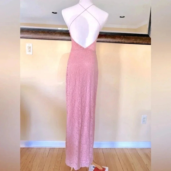 Love X Design Pink Vesta Stretch Lace Maxi Dress Size Medium - Picture 4 of 11